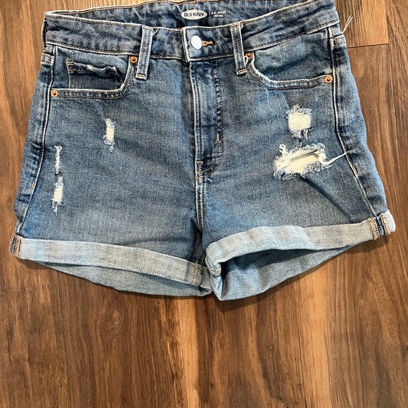 Old Navy Pants - Old Navy Medium Blue Distressed Rolled-Hem Jean Shorts